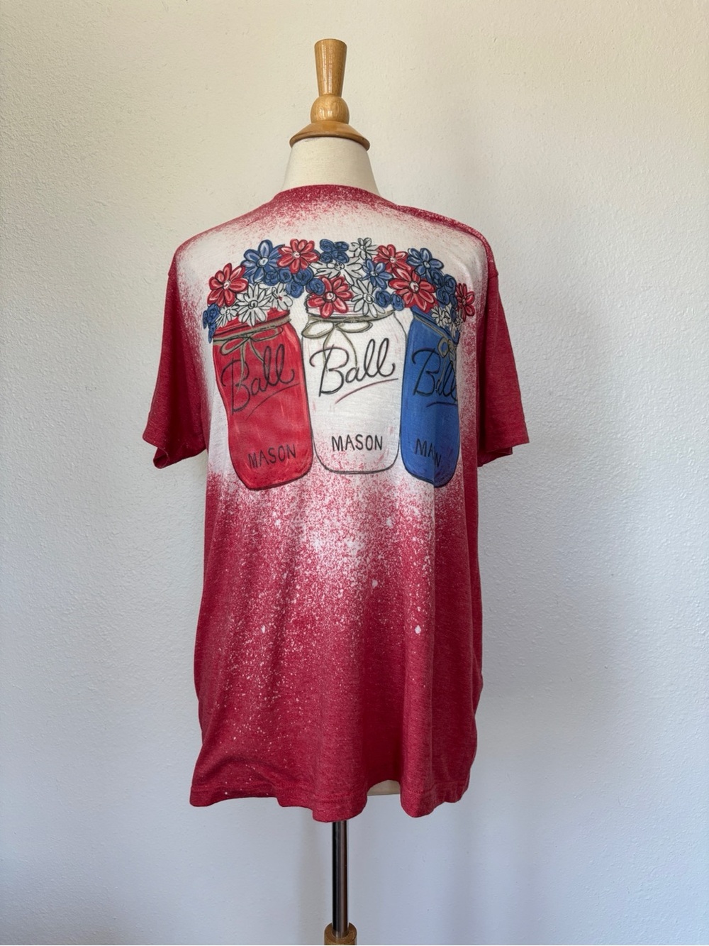 Tie Dye Red White & Blue Short Sleeve Mason Jar Tee